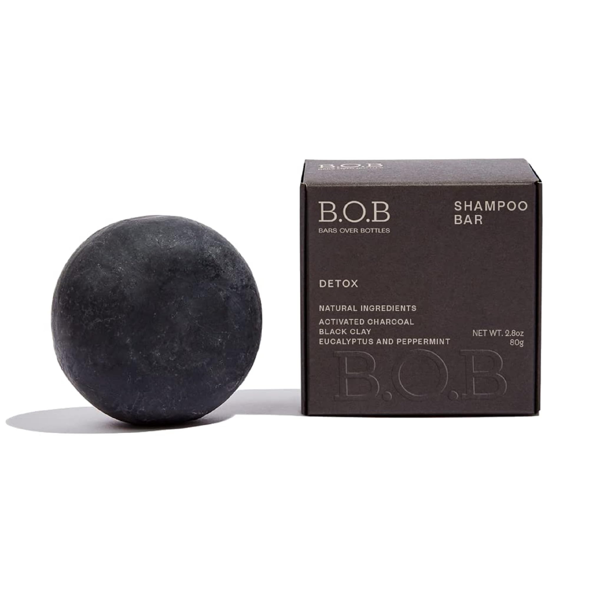B.O.B Detox Solid Shampoo Bar (6.7oz) – Unscented, Vegan & Sulfate-Free | Plastic-Free Hair Care | Made in Brazil
