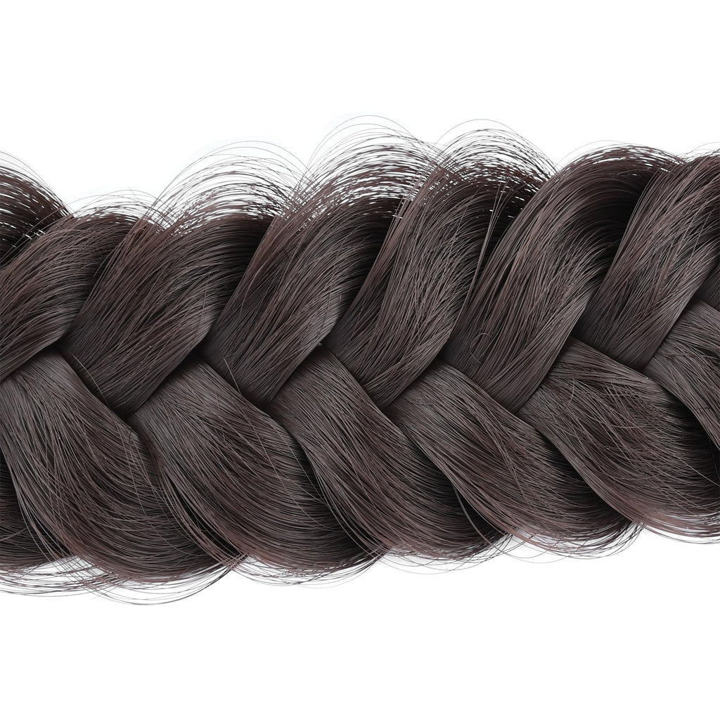 BOBIYA Messy Wide 2 Strands Braided Headband – Chocolate | Adjustable, Heat-Resistant Synthetic Hair