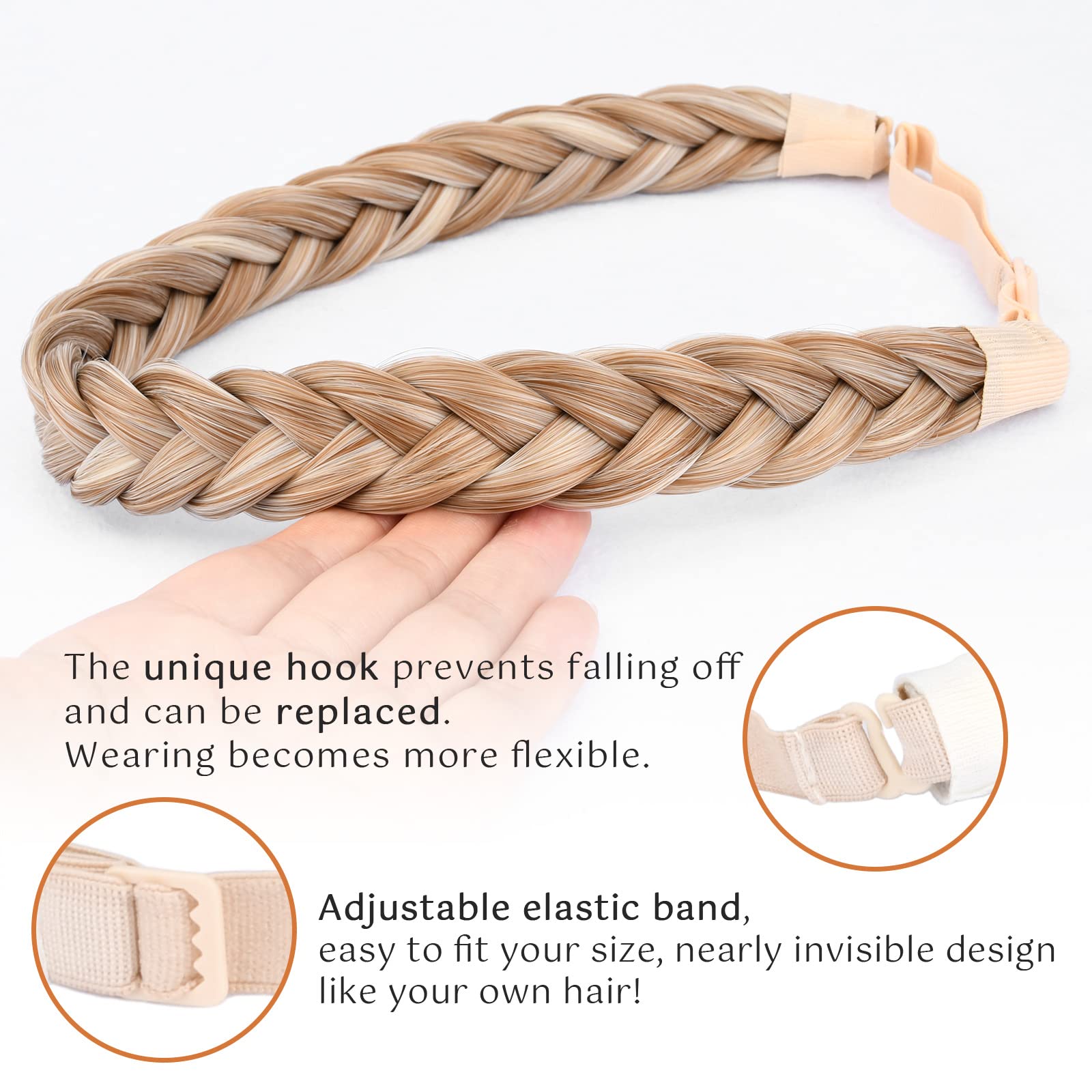 BOBIYA 2-Strand Synthetic Hair Braided Headband | Golden Blonde