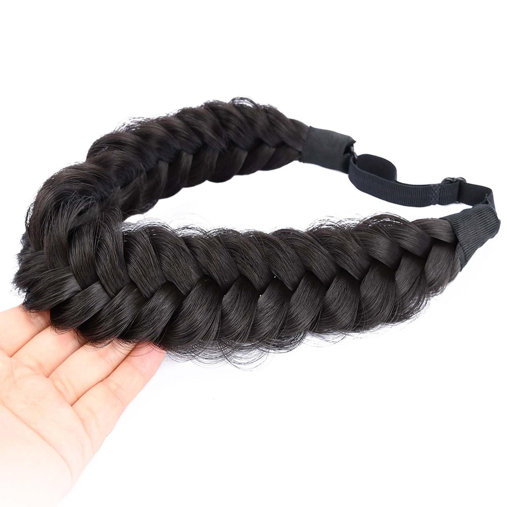 BOBIYA Messy Wide 2 Strands Synthetic Hair Braided Headband – Deep Brown
