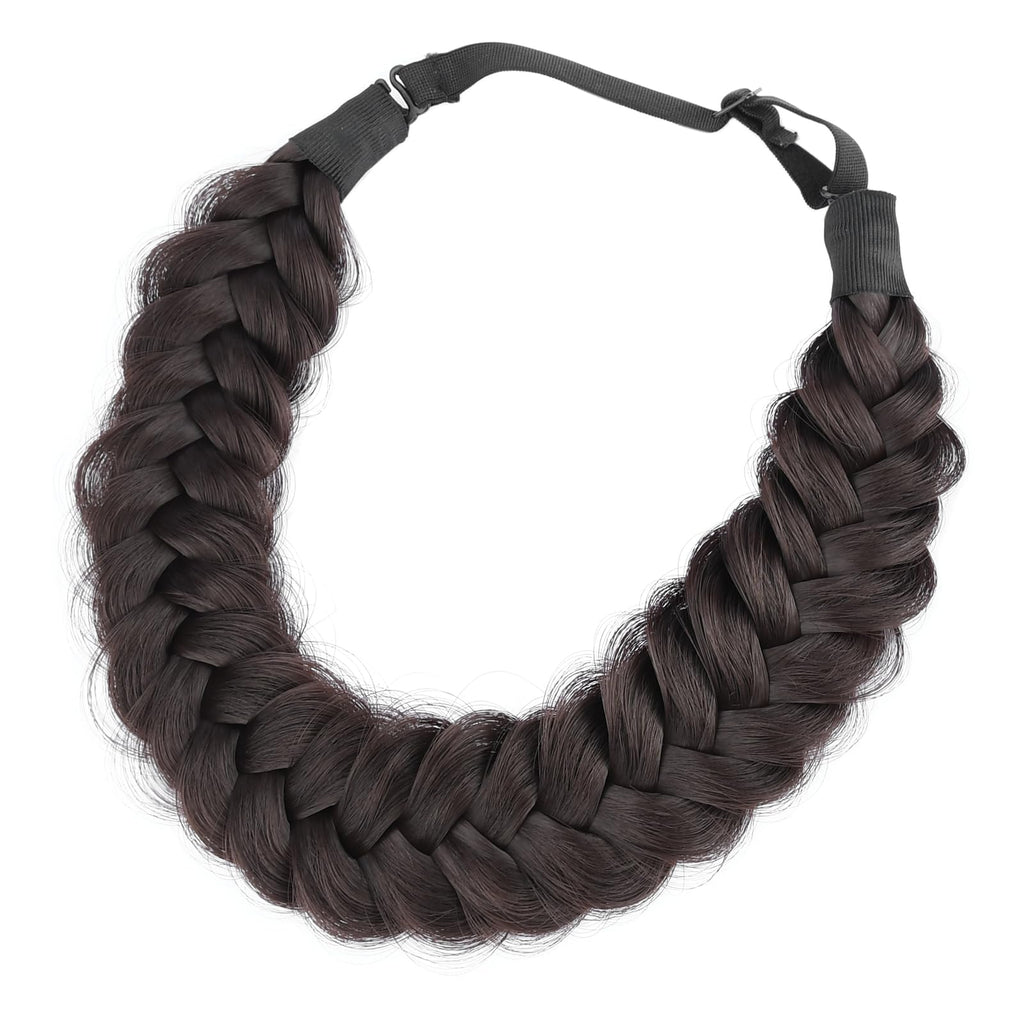 BOBIYA Messy Wide 2 Strands Braided Headband – Chocolate | Adjustable, Heat-Resistant Synthetic Hair