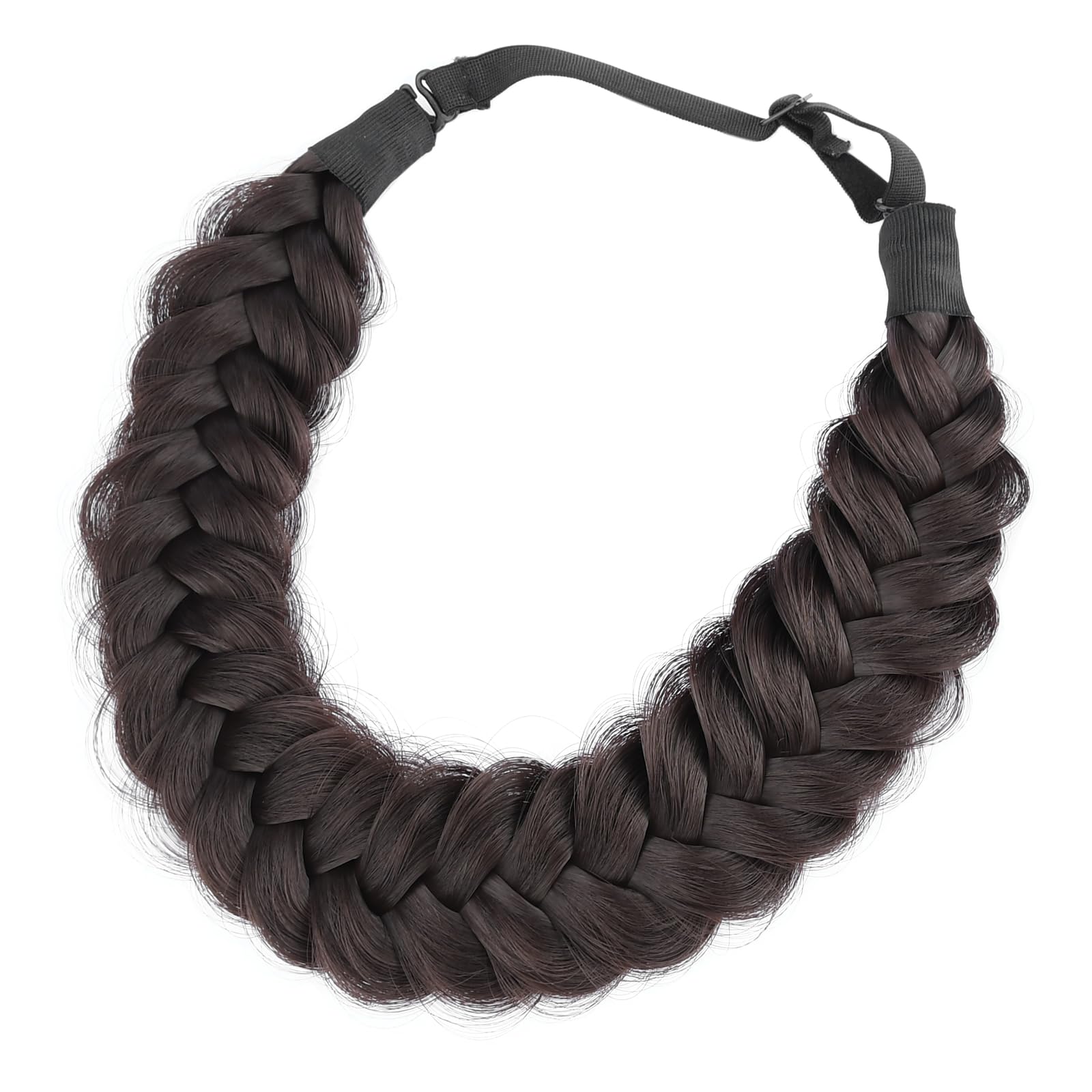 BOBIYA Messy Wide 2 Strands Braided Headband – Chocolate | Adjustable, Heat-Resistant Synthetic Hair