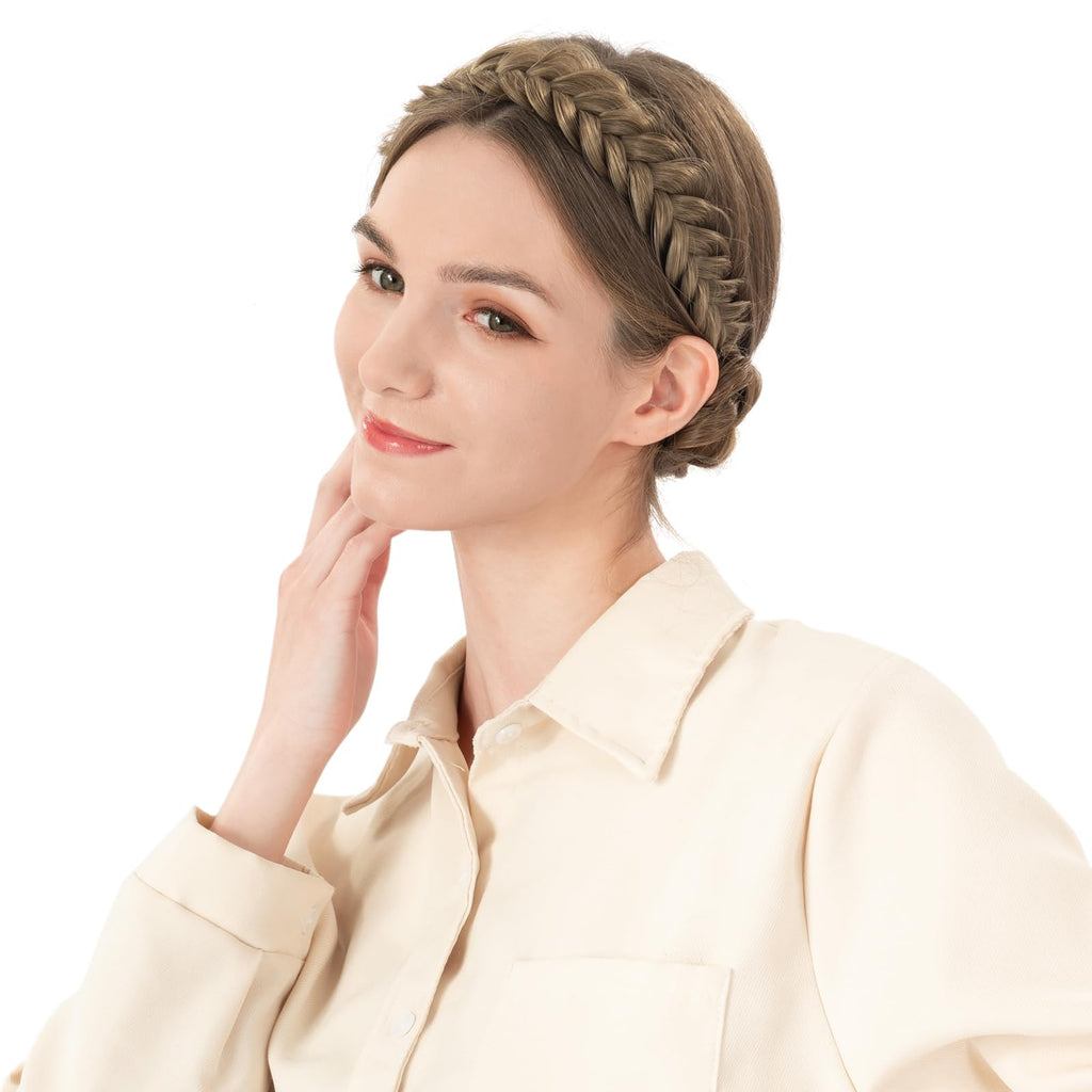 BOBIYA Messy Wide 2 Strands Synthetic Hair Braided Headband – Deep Brown