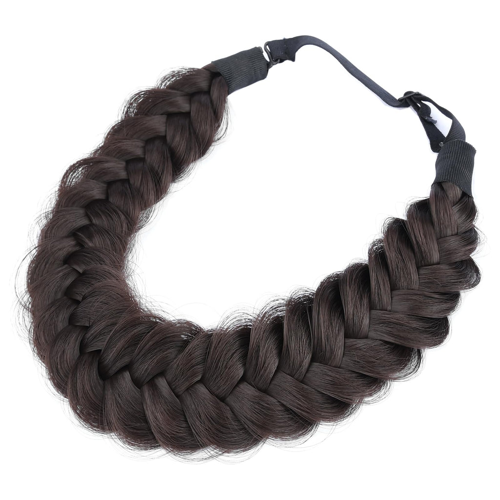 BOBIYA Messy Wide 2 Strands Braided Headband – Chocolate | Adjustable, Heat-Resistant Synthetic Hair