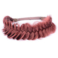 BOBIYA Messy Wide 2-Strands Synthetic Red Hair Braided Headband – Burgundy, Adjustable