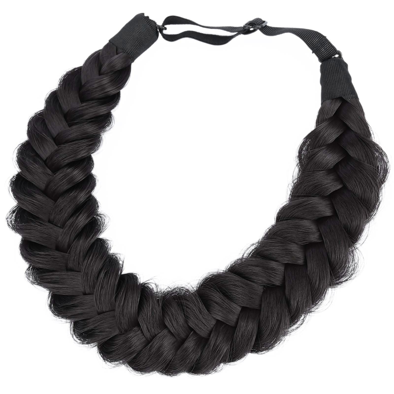BOBIYA Messy Wide 2 Strands Synthetic Hair Braided Headband – Deep Brown