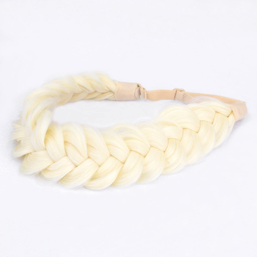 BOBIYA Platinum Messy Wide 2 Strands Synthetic Braided Headband – Adjustable Elastic Hair Accessory