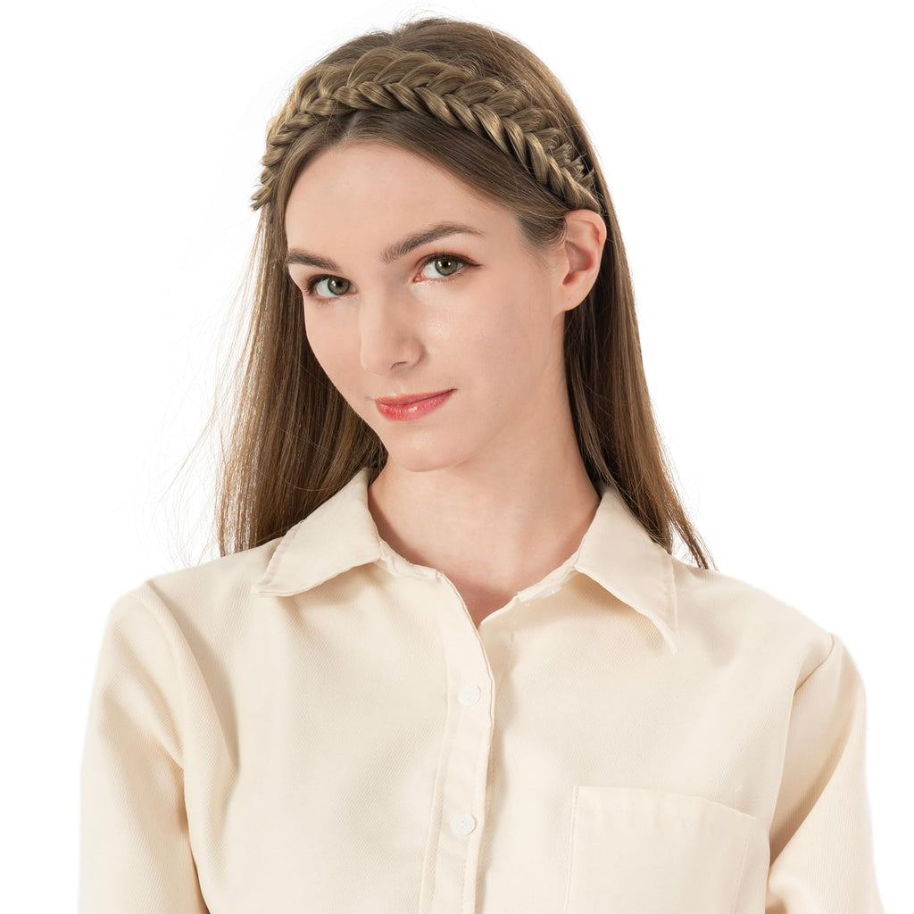 BOBIYA Platinum Messy Wide 2 Strands Synthetic Braided Headband – Adjustable Elastic Hair Accessory