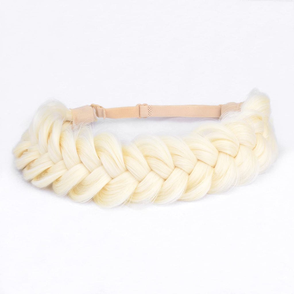 BOBIYA Platinum Messy Wide 2 Strands Synthetic Braided Headband – Adjustable Elastic Hair Accessory