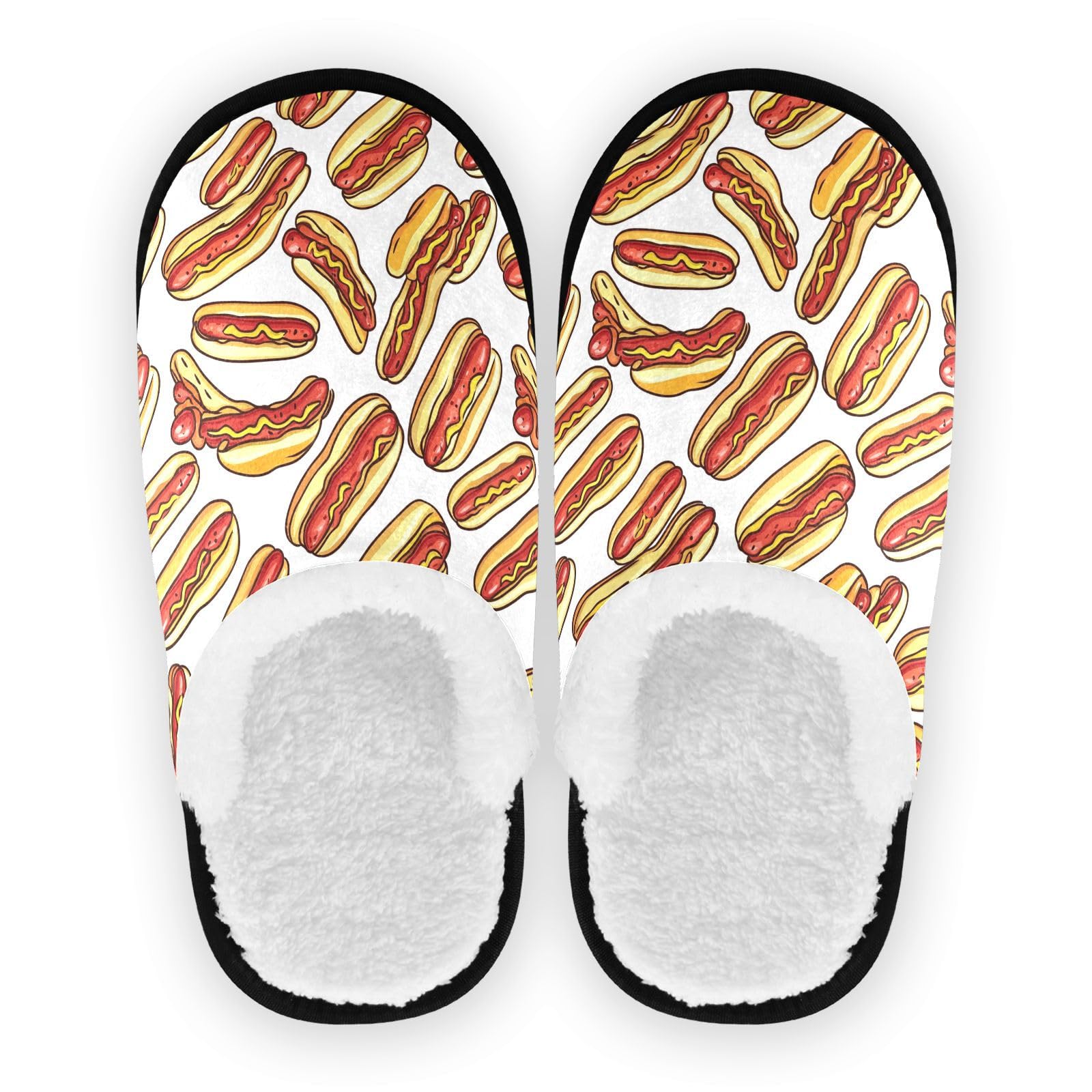 Boccsty Fast Food Hot Dog Spa Slippers – Cozy Memory Foam Indoor/Outdoor Non-Slip House Shoes for Men & Women