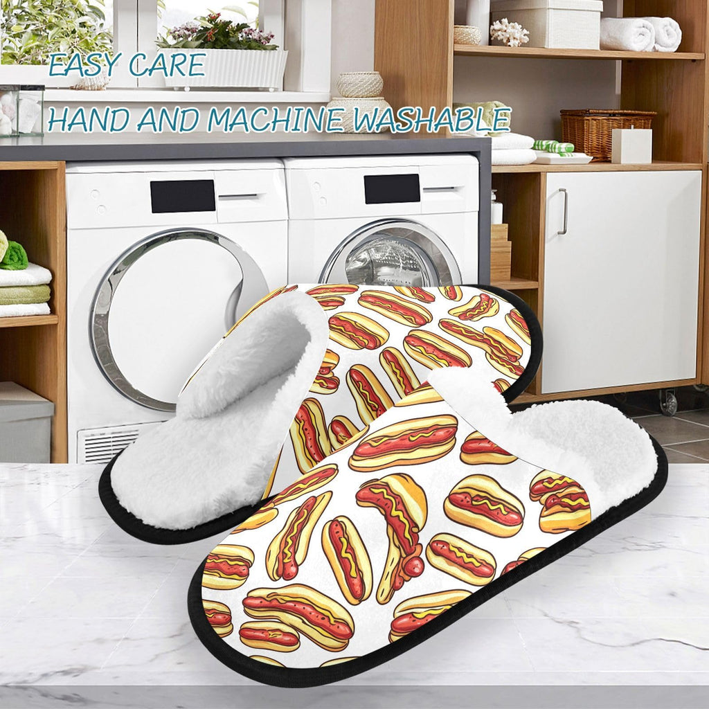 Boccsty Fast Food Hot Dog Spa Slippers – Cozy Memory Foam Indoor/Outdoor Non-Slip House Shoes for Men & Women