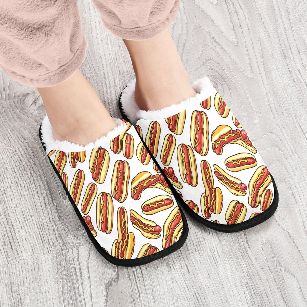 Boccsty Fast Food Hot Dog Spa Slippers – Cozy Memory Foam Indoor/Outdoor Non-Slip House Shoes for Men & Women
