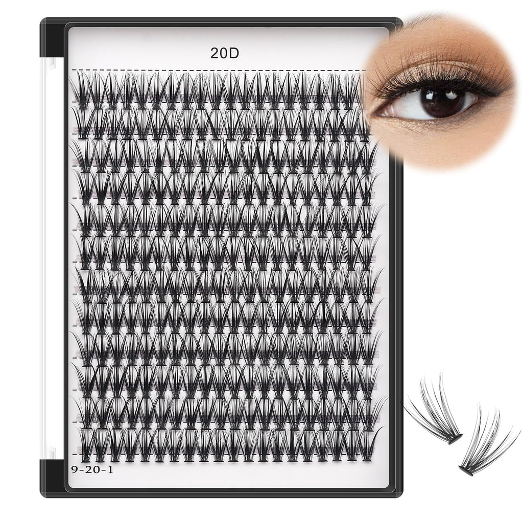 Bodermincer Black Cluster Lashes 240pcs – 20D/40D D Curl Kit