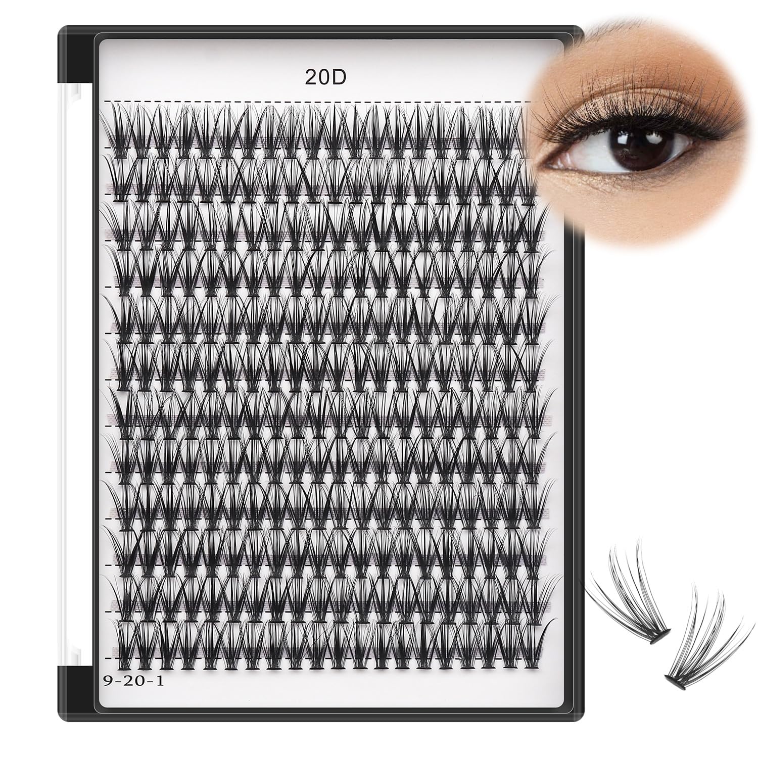 Bodermincer Black Cluster Lashes 240pcs – 20D/40D D Curl Kit