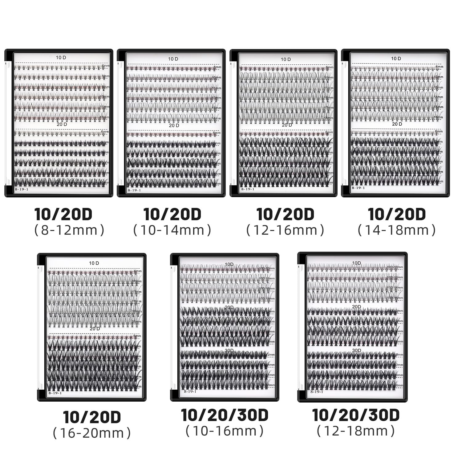 Bodermincer 240pcs Lash Extensions – C Curl, 10D/20D Mixed Clusters (8–16mm) for Professionals