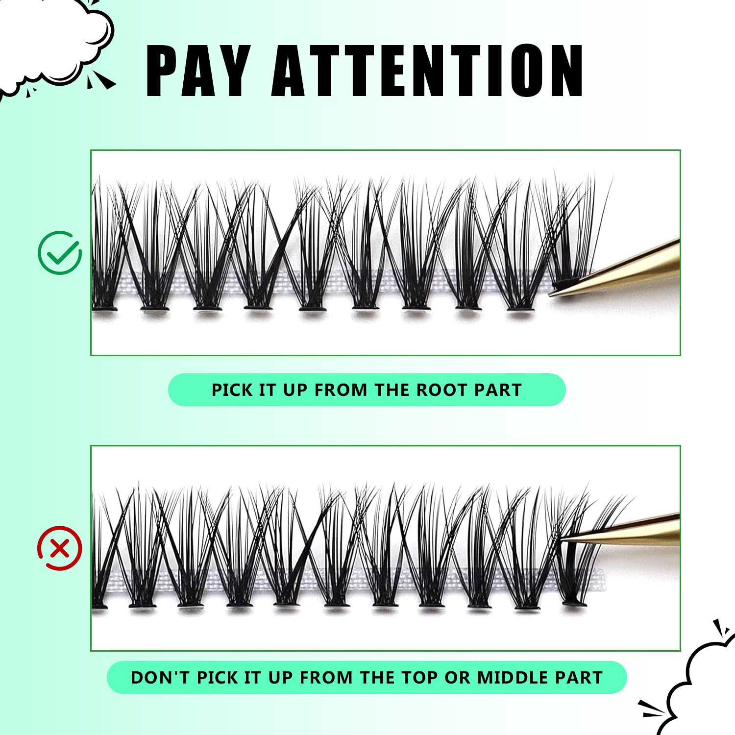 Bodermincer Black Cluster Lashes 240pcs – 20D/40D DIY Lashes, D Curl, 8–22mm
