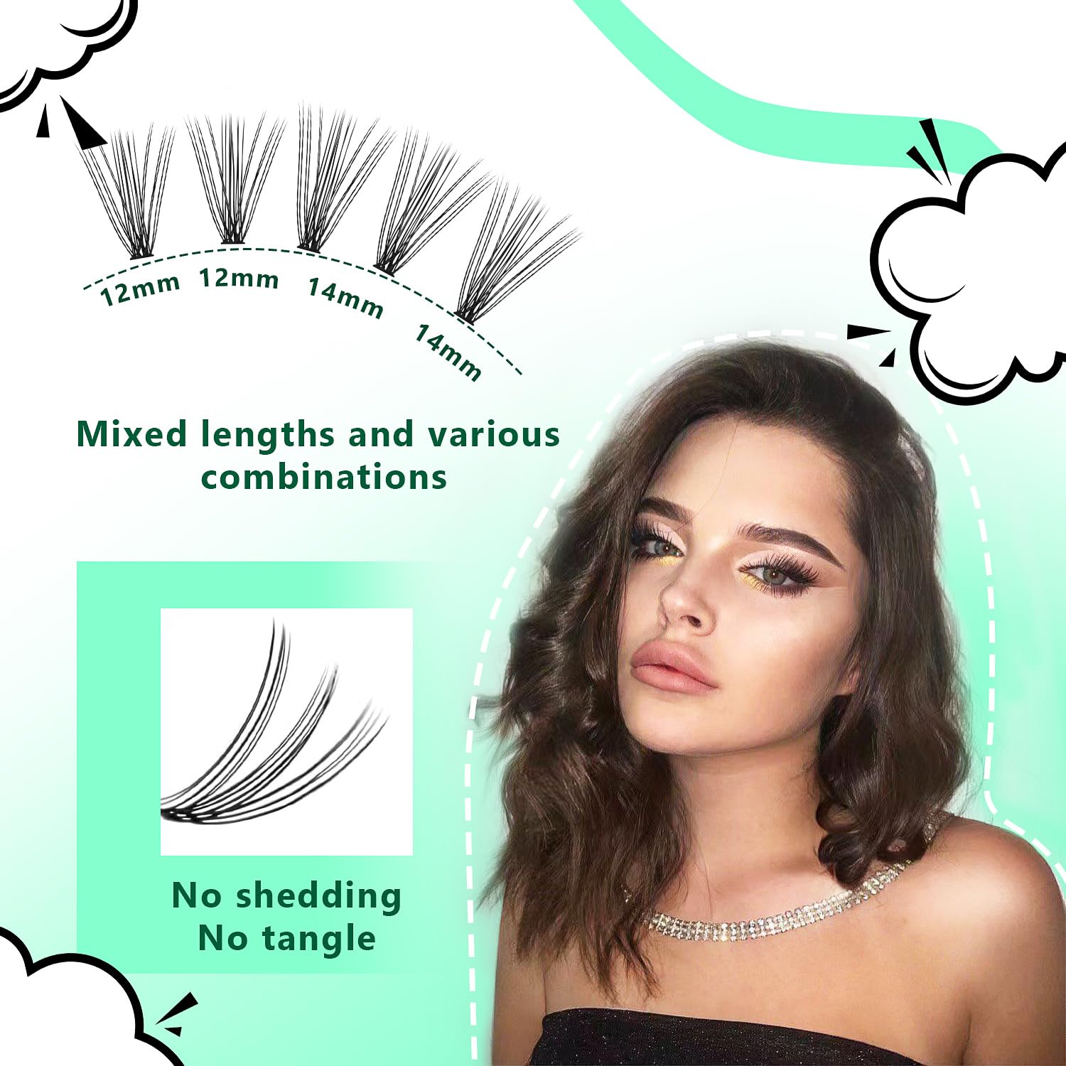 Bodermincer Black Cluster Lashes 240pcs – 20D/40D D Curl Kit
