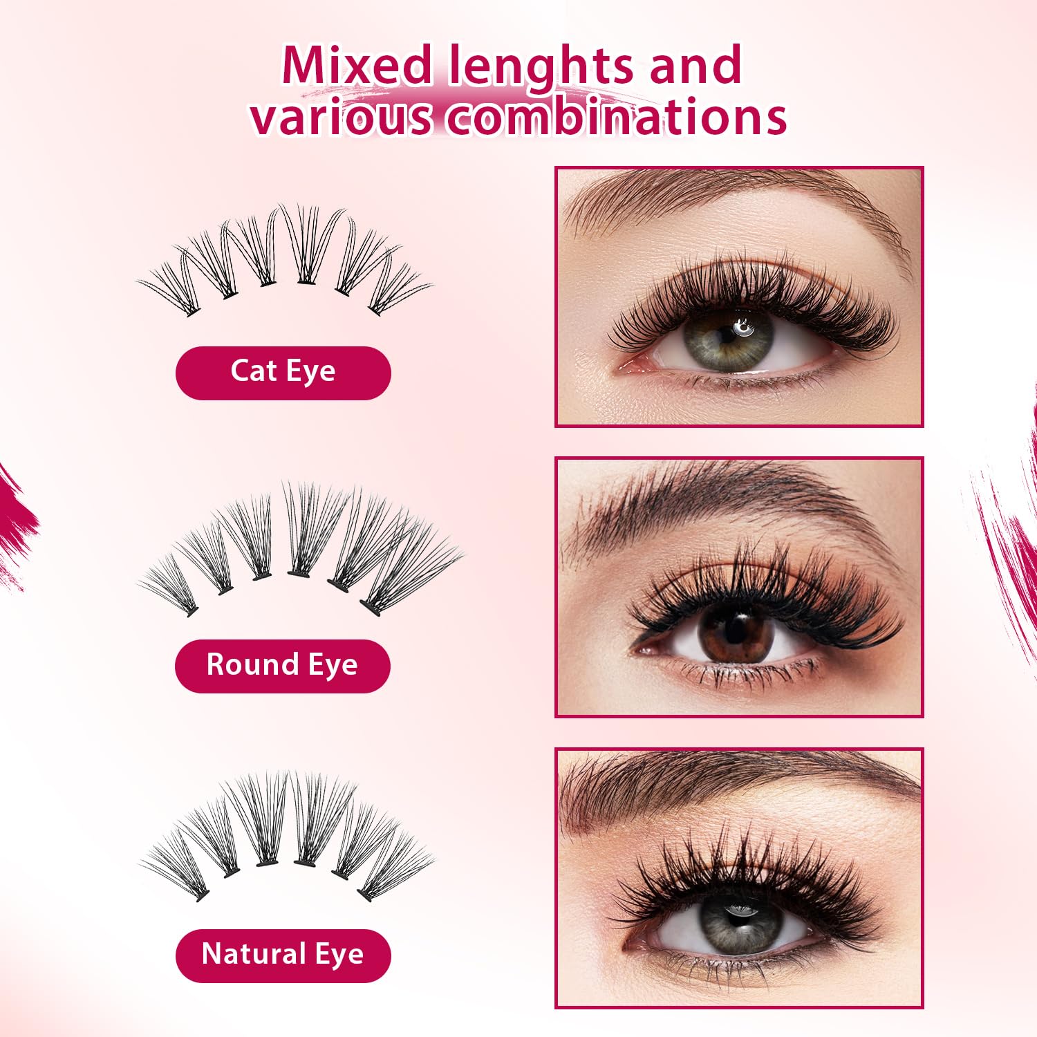 Bodermincer Lash Extension 240pcs C Curl – Mixed 10D/20D Clusters for Professional Lashing