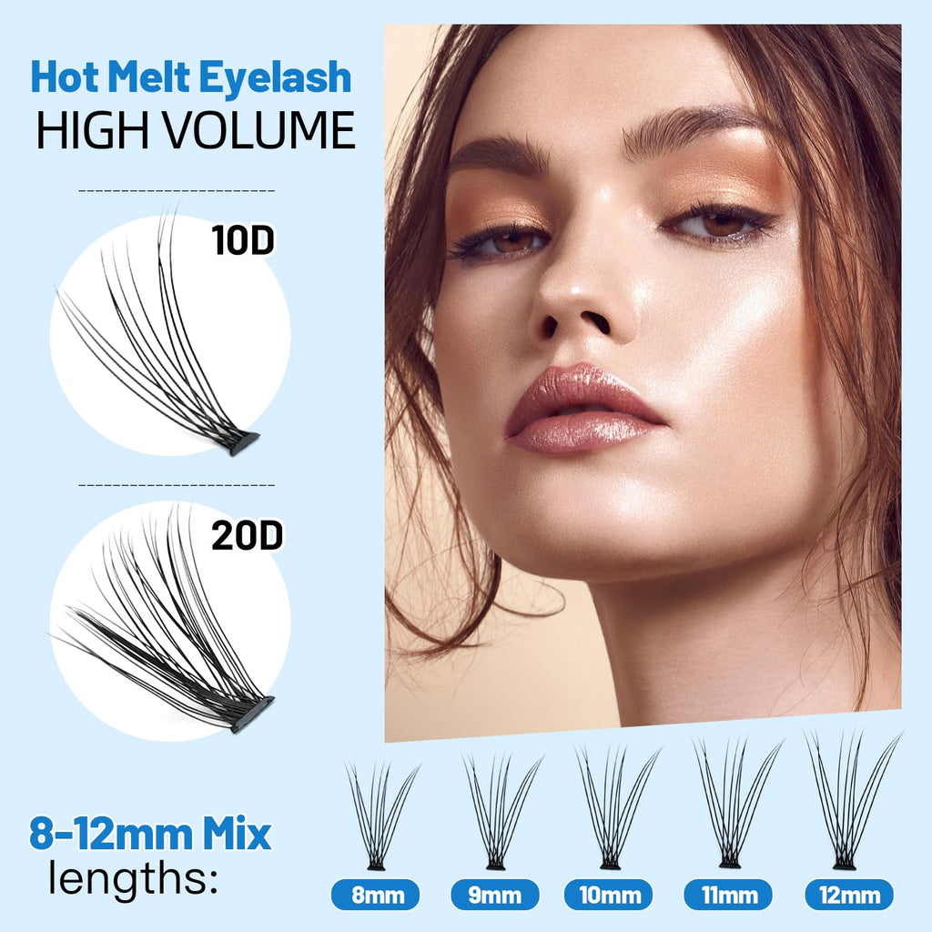Bodermincer Lash Extension 240pcs C Curl – Mixed 10D/20D Clusters for Professional Lashing