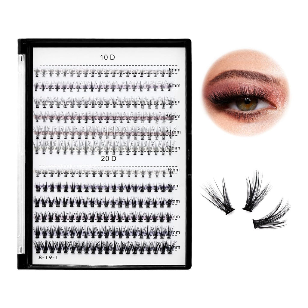 Bodermincer Lash Extension 240pcs C Curl – Mixed 10D/20D Clusters for Professional Lashing