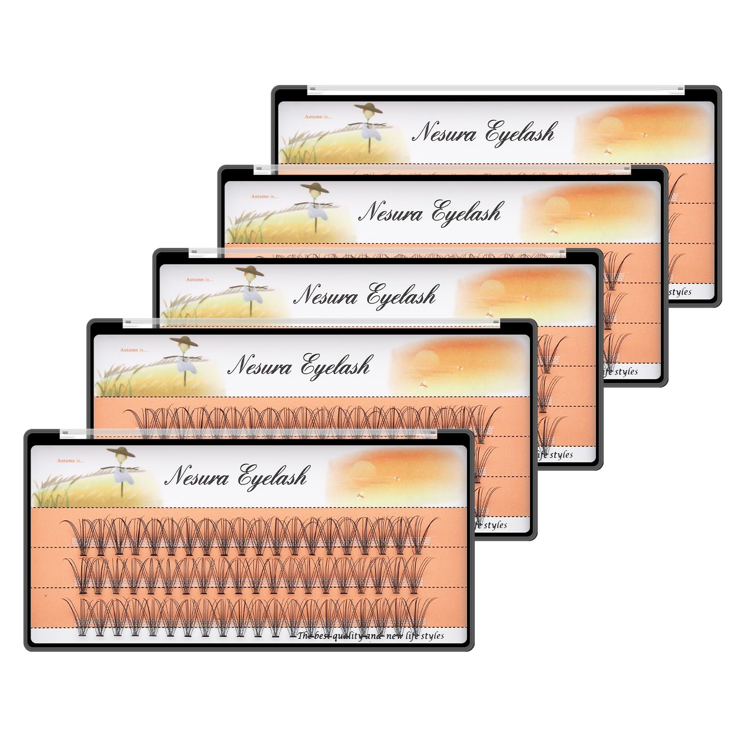 Bodermincer 60pcs Mixed Black Handmade False Eyelashes – 6–16mm, 10D–60D, 5 Packs (11mm)