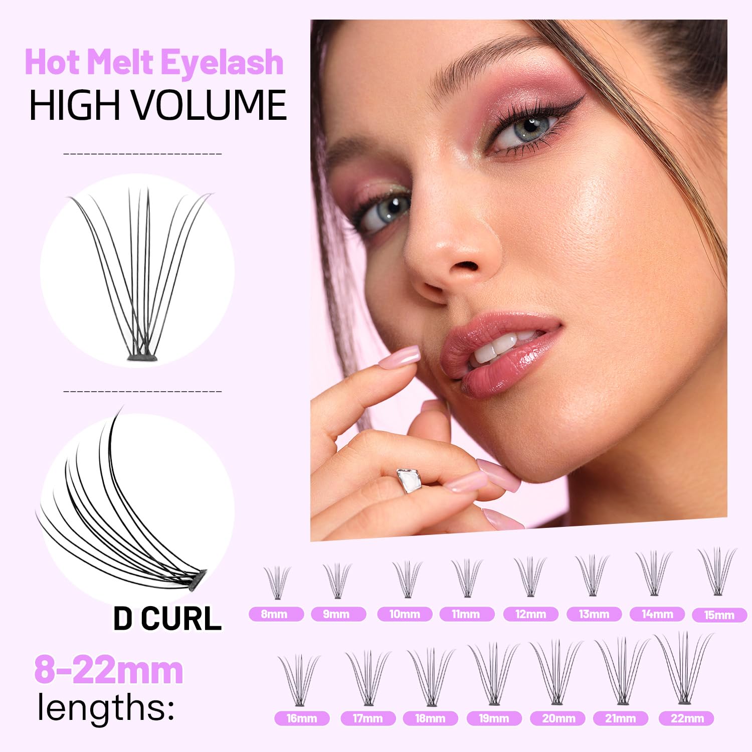 Bodermincer 60pcs Mixed Black Handmade False Eyelashes – 6–16mm, 10D–60D, 5 Packs (11mm)