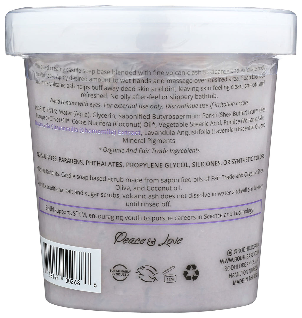 BODHI Lava Lavender Whipped Soap – Exfoliating Castile Soap with Volcanic Ash, 14 oz
