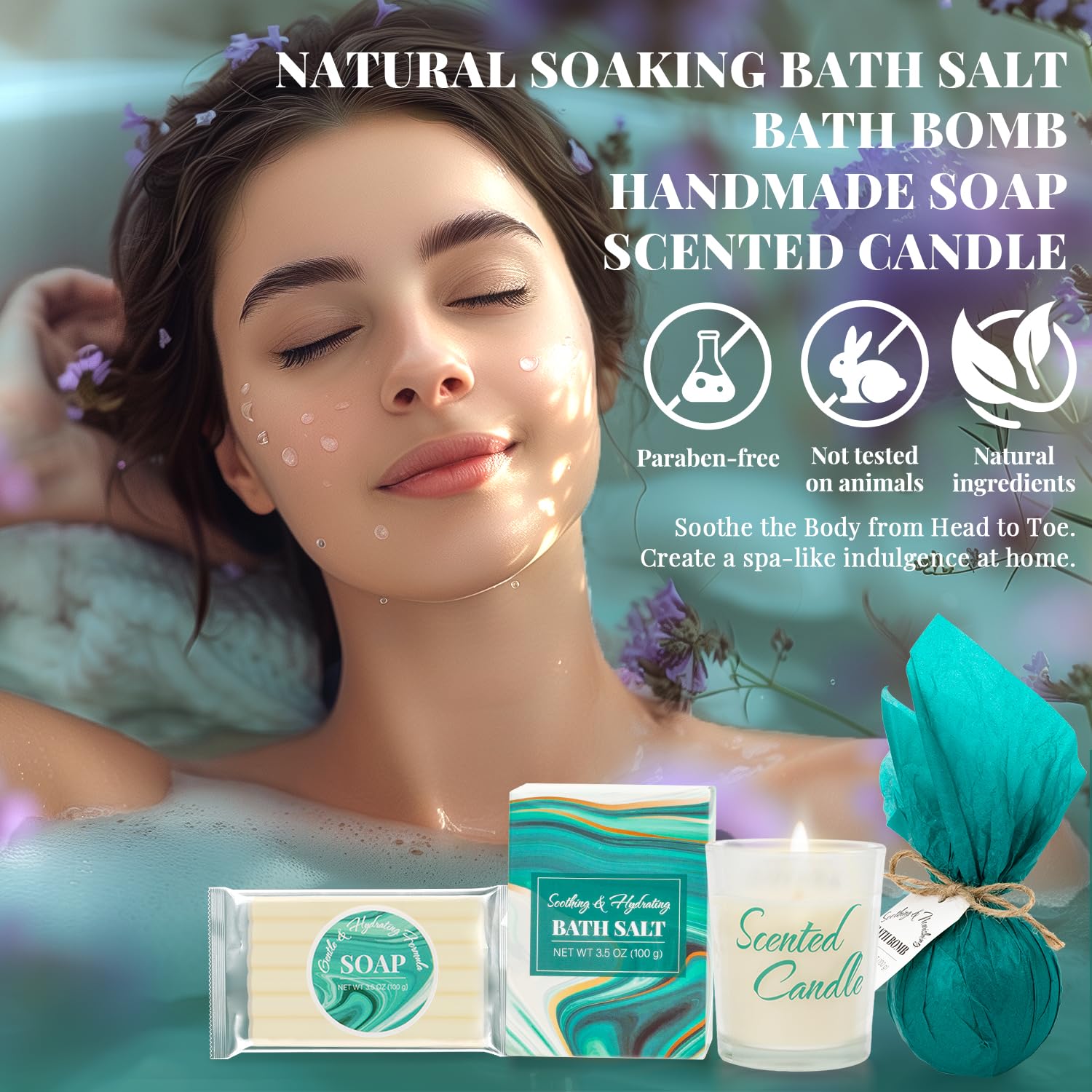BODY & EARTH Bath Sets for Women – 8-Piece Gift Box with Verbena Spa Essentials & Stainless Steel Tumbler