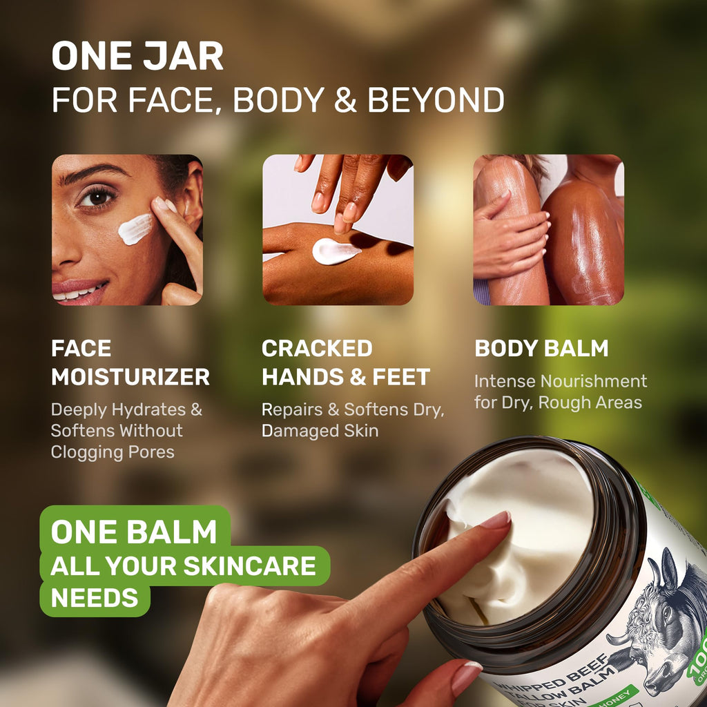 Body Art Beef Tallow for Skin – Grass-Fed Moisturizer & Whipped Balm (Fragrance-Free)