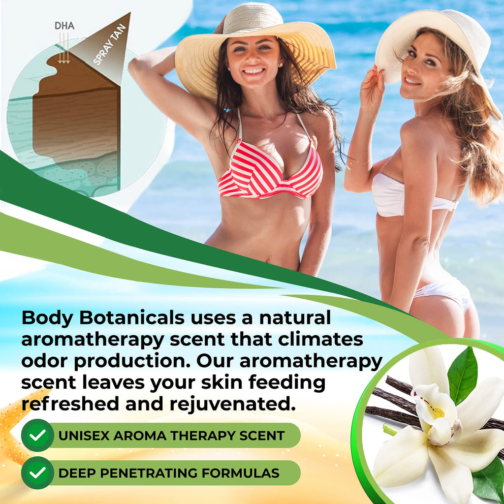 Body Botanicals Professional Sunless Tanning Spray — Organic Oils, 33.8 Fl Oz, Level 3 (12% DHA)