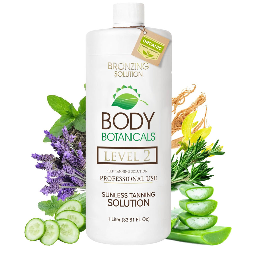 Body Botanicals Professional Sunless Tanning Spray – Organic Oils, 33.8 oz (Level 2, 10% DHA)