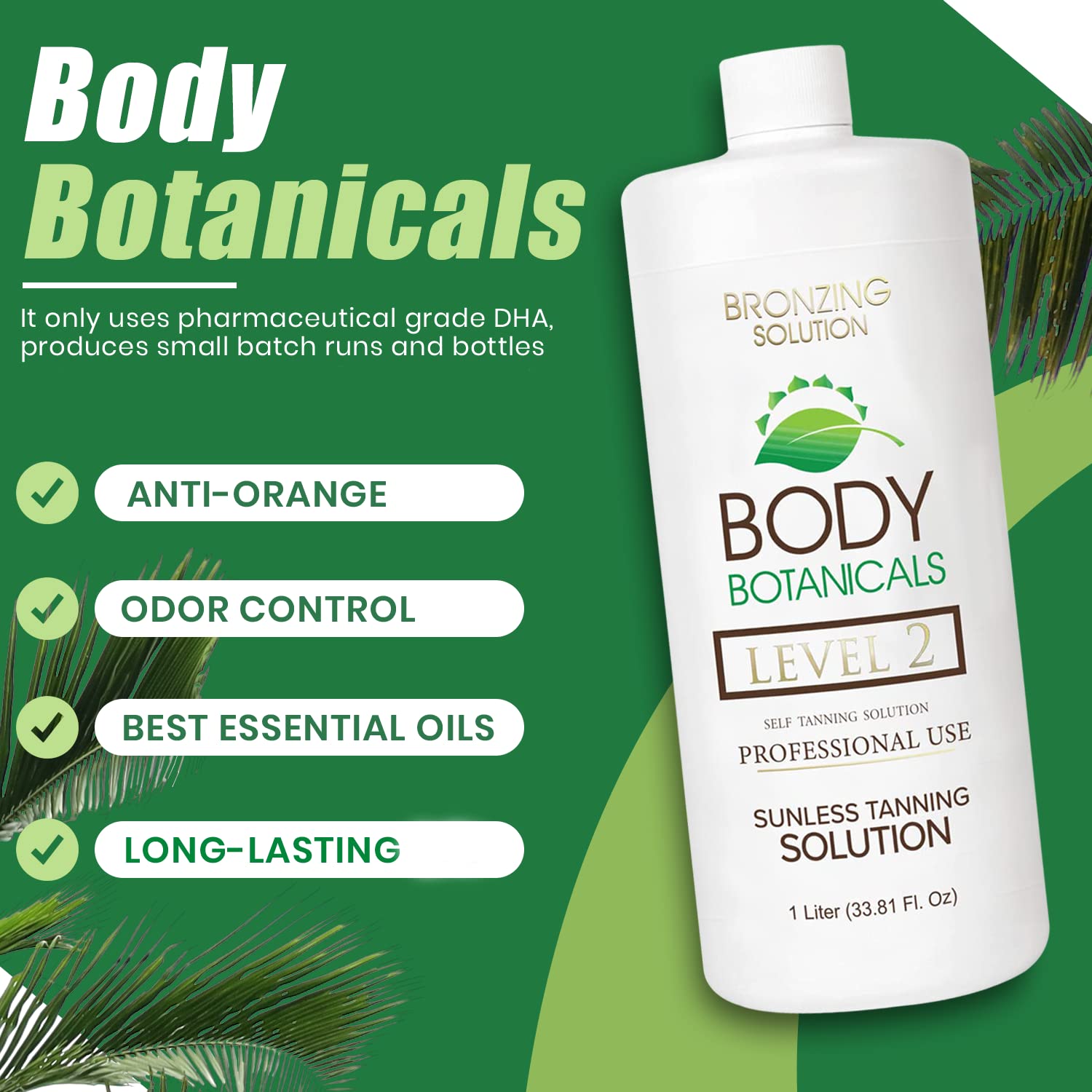 Body Botanicals Professional Sunless Tanning Spray – Organic Oils, 33.8 oz (Level 2, 10% DHA)