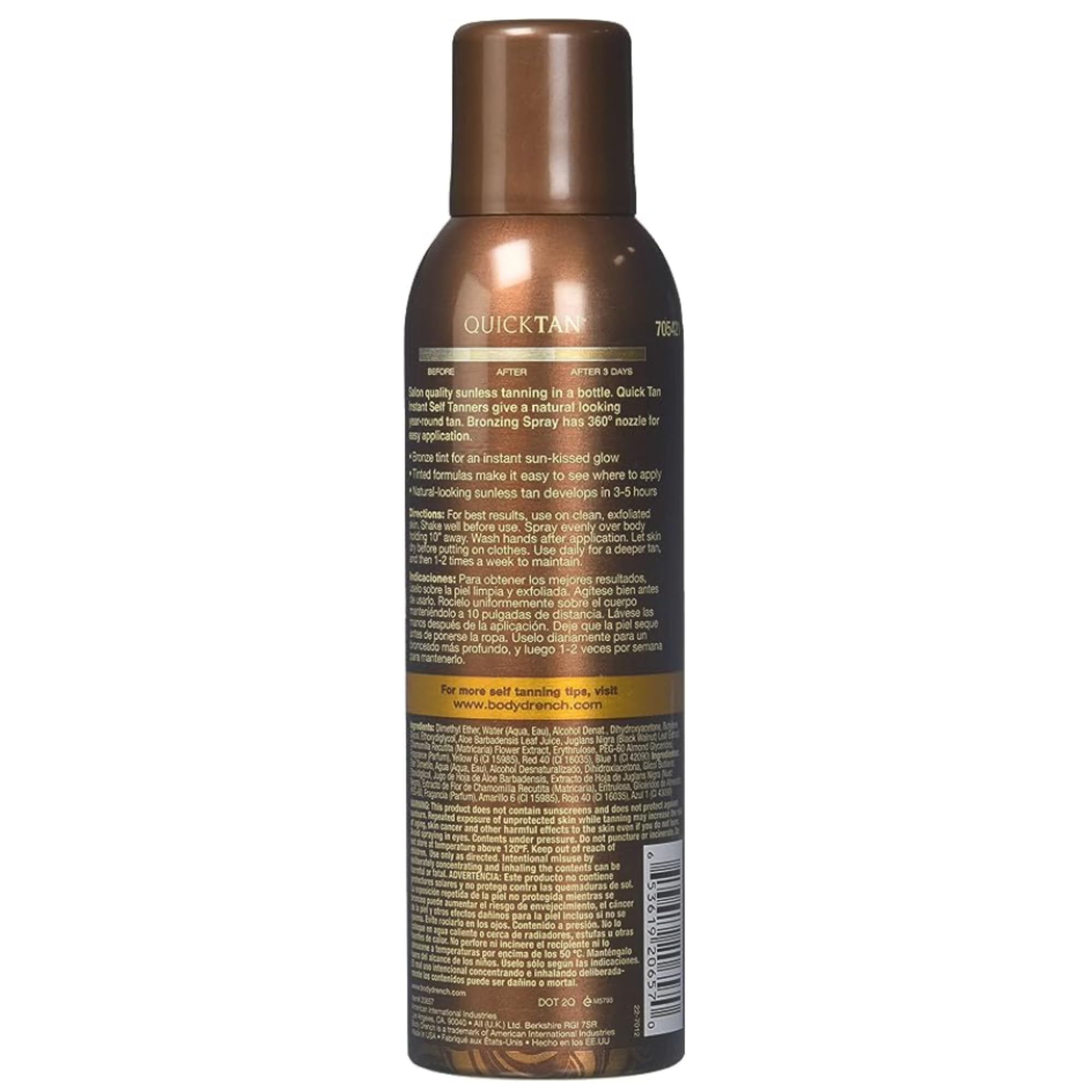 Body Drench Quicktan Quick Tan Bronzing Spray – Medium Dark, Fast-Drying Self-Tanner (6 oz, Pack of 2)