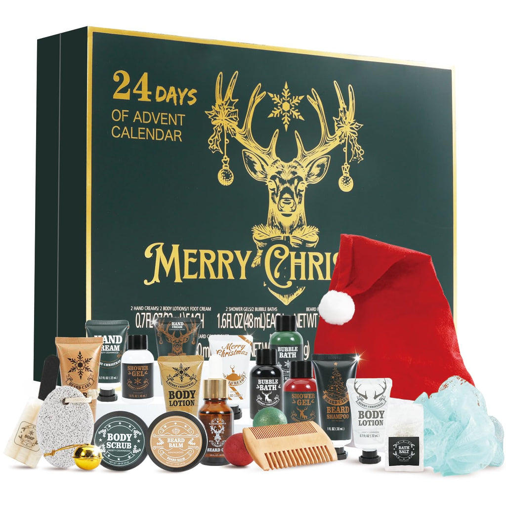 Body & Earth Advent Calendar 2025 - 24-Piece Men's Beard Grooming Set