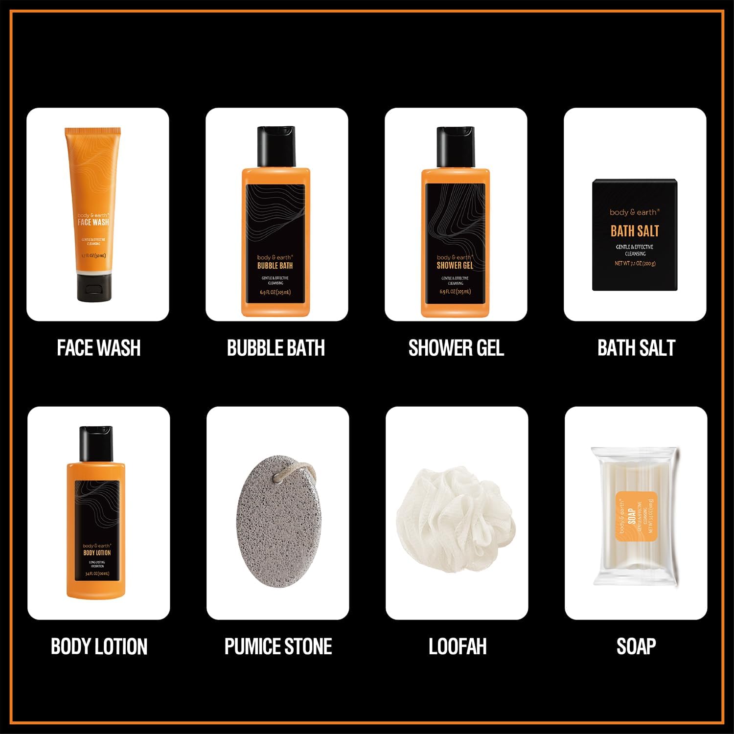 Body & Earth Gift Baskets for Men – Citrus Bath & Body Set with Lotion, Face Wash & Shower Gel