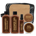 Body & Earth 6-Piece Sandalwood Travel Bath Set for Men – Shampoo, Shower Gel, Soap, Lotion & Body Wash