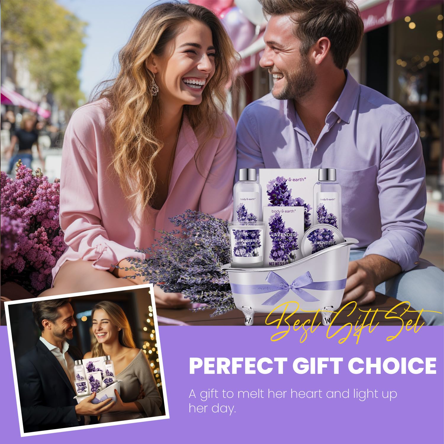 Body & Earth Lavender Gift Set for Women – Spa Bath Gift Basket