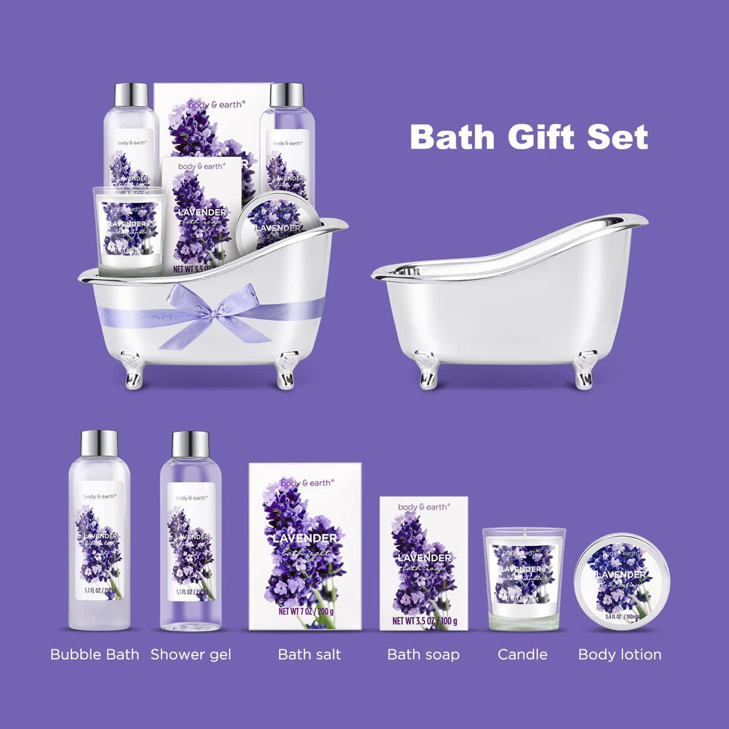 Body & Earth Lavender Gift Set for Women – Spa Bath Gift Basket