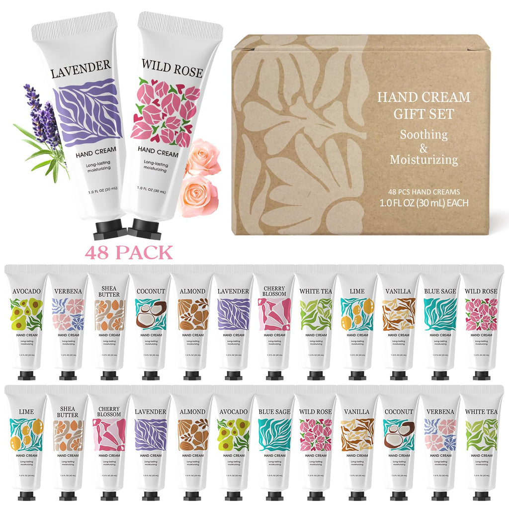 BODY & EARTH LOVE 48-Pack Hand Cream Bulk for Women | 12 Fragrances Travel Set