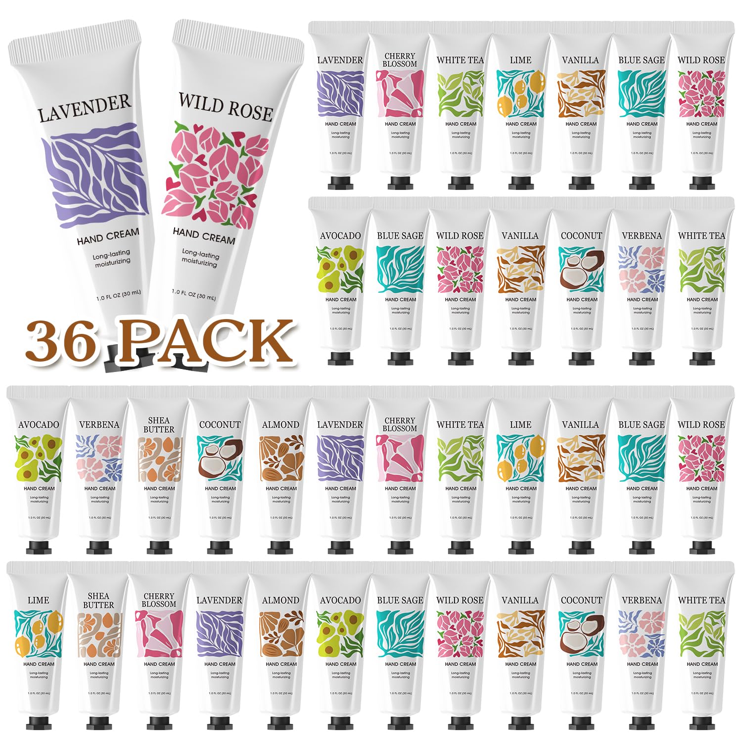 BODY & EARTH # LOVE 36-Pack Hand Cream Gift Set – Travel-Size Moisturizing Hand Lotions for Dry Hands