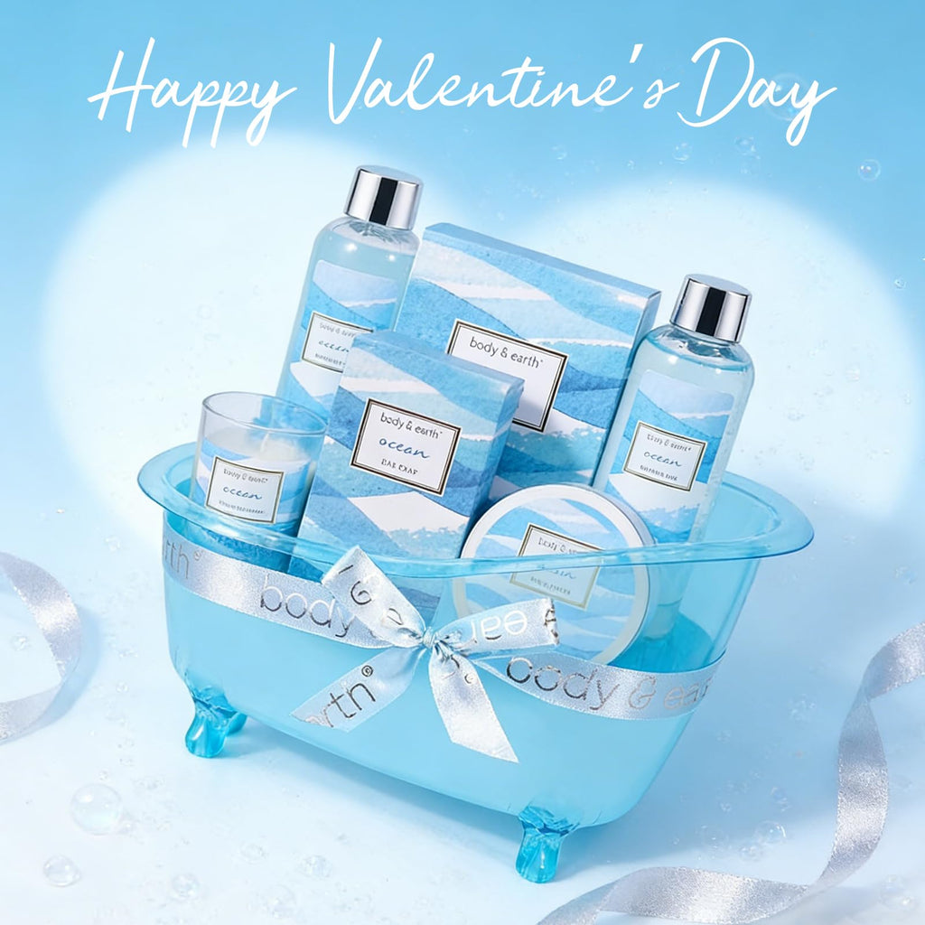 BODY & EARTH Ocean Bath Gift Set – 7-Piece Spa Kit for Women