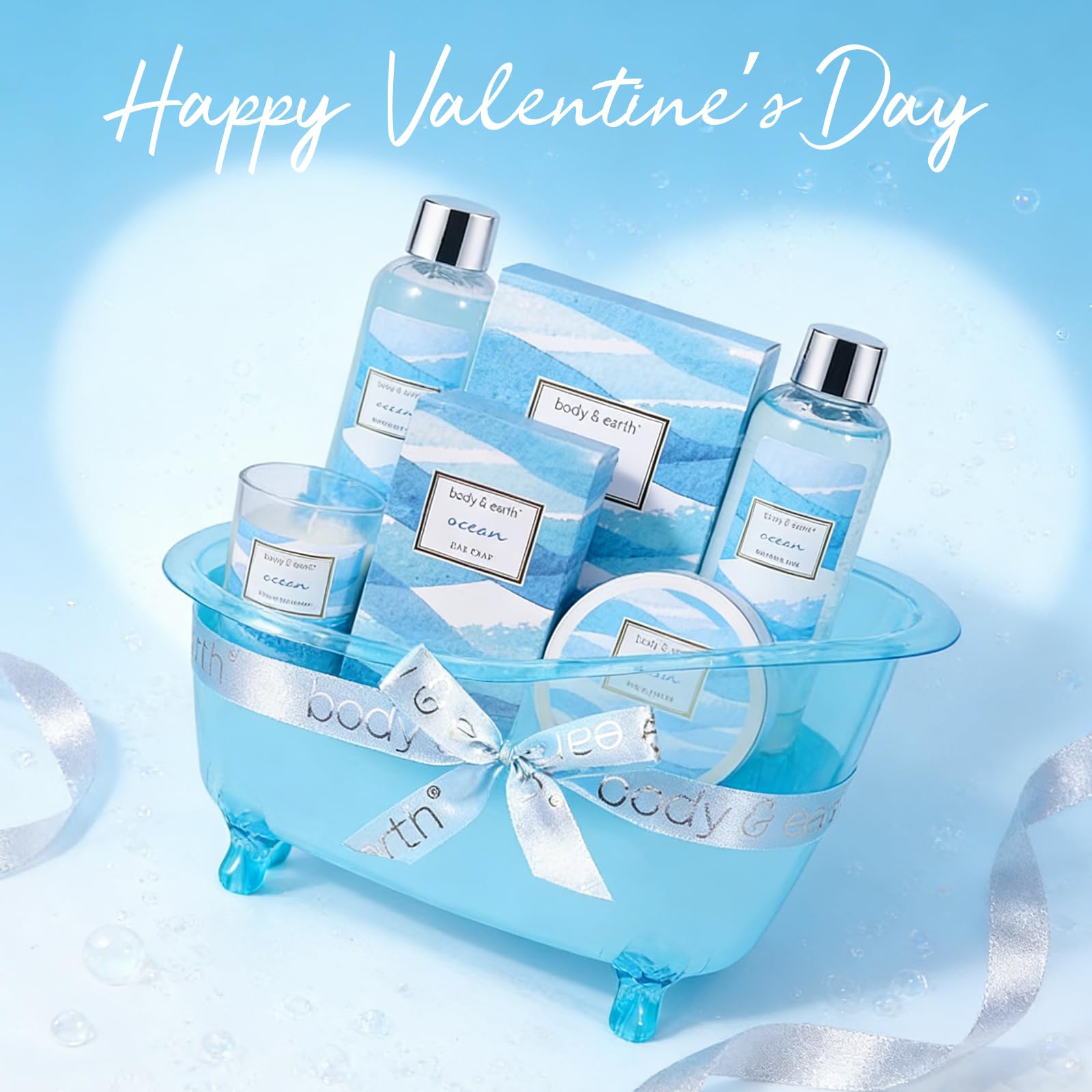 BODY & EARTH Ocean Bath Gift Set – 7-Piece Spa Kit for Women