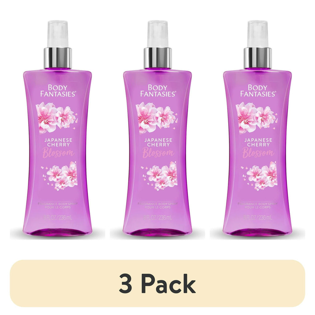 Body Fantasies Japanese Cherry Blossom Body Spray – Pack of 3 (8 oz Each)