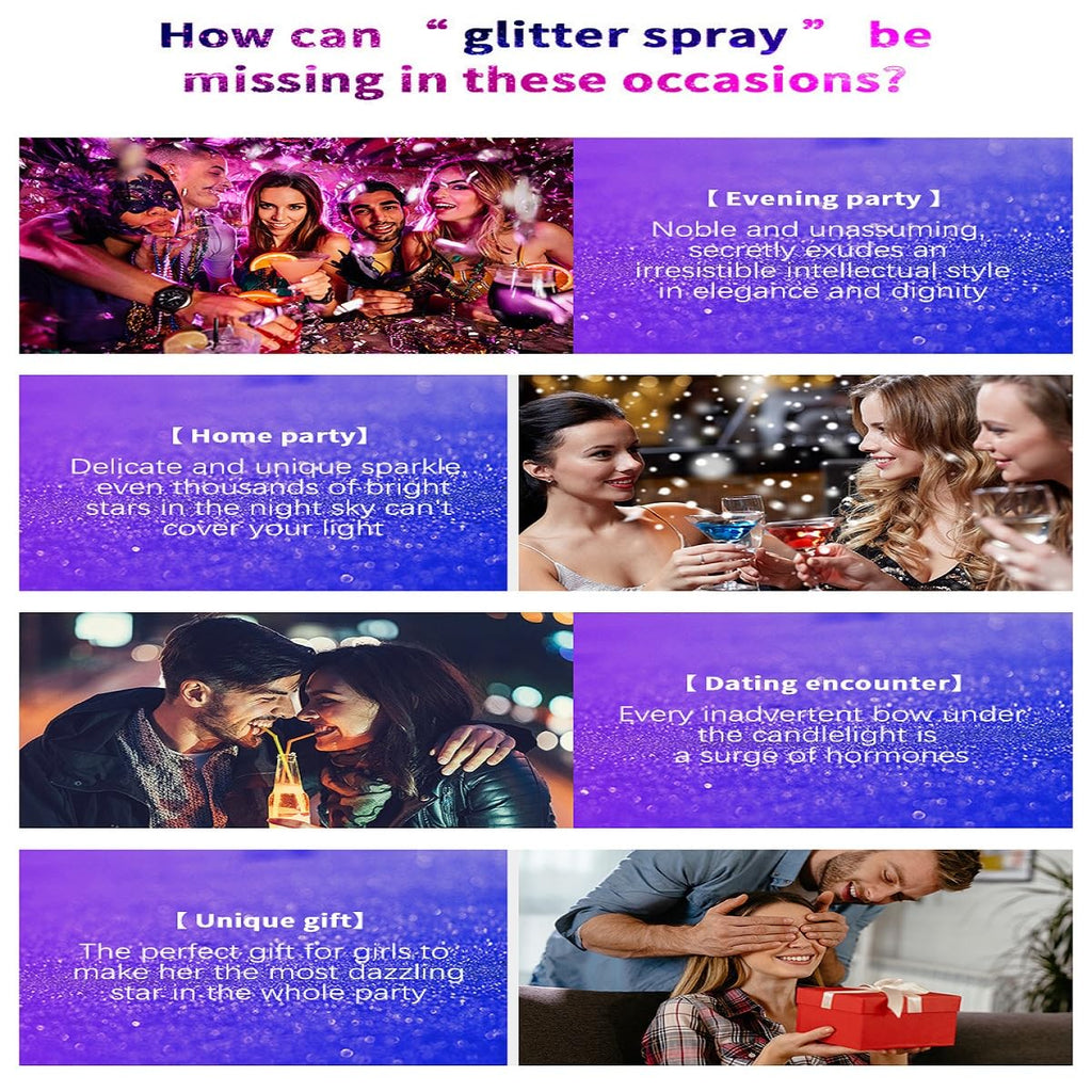 Body Glitter Spray – Long-Lasting Hair, Body & Clothes Shine for Festivals