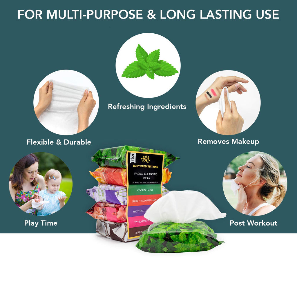 Body Prescriptions Makeup Remover Wipes – Bulk Pack | Gentle, Hydrating Cleansing