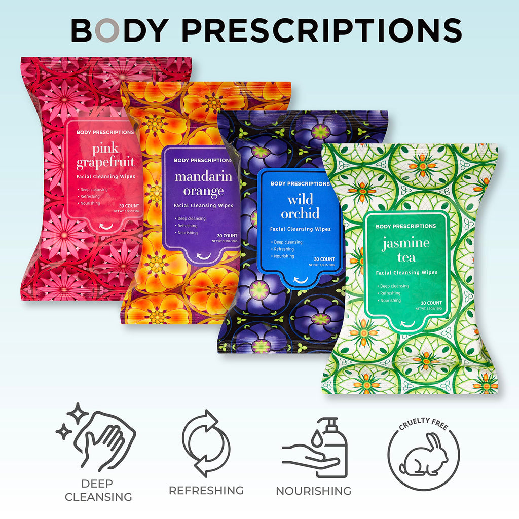 Body Prescriptions Makeup Remover Wipes – Bulk Pack (120 Wipes), Gentle, Cruelty-Free Cleansing
