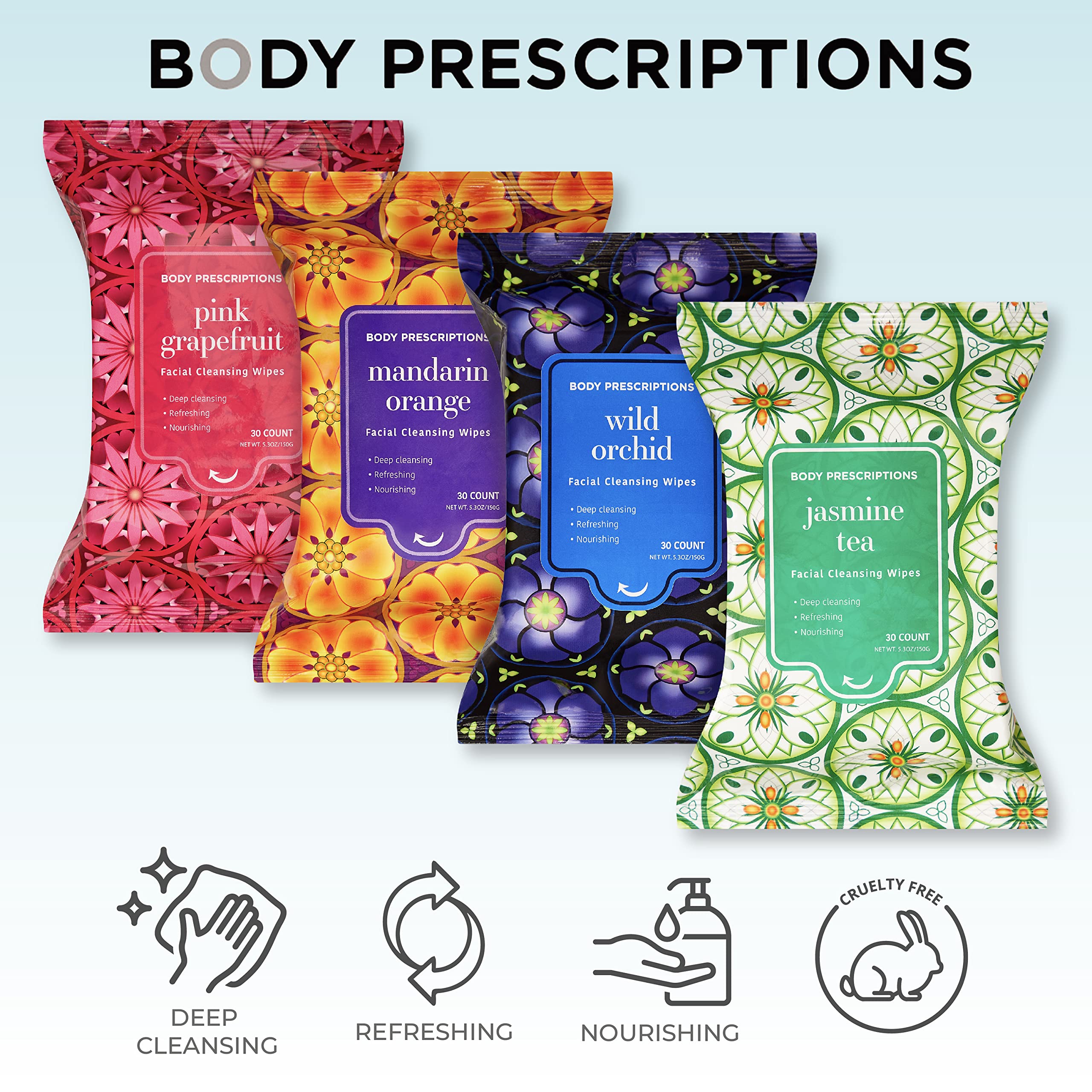 Body Prescriptions Makeup Remover Wipes – Bulk Pack (120 Wipes), Gentle, Cruelty-Free Cleansing