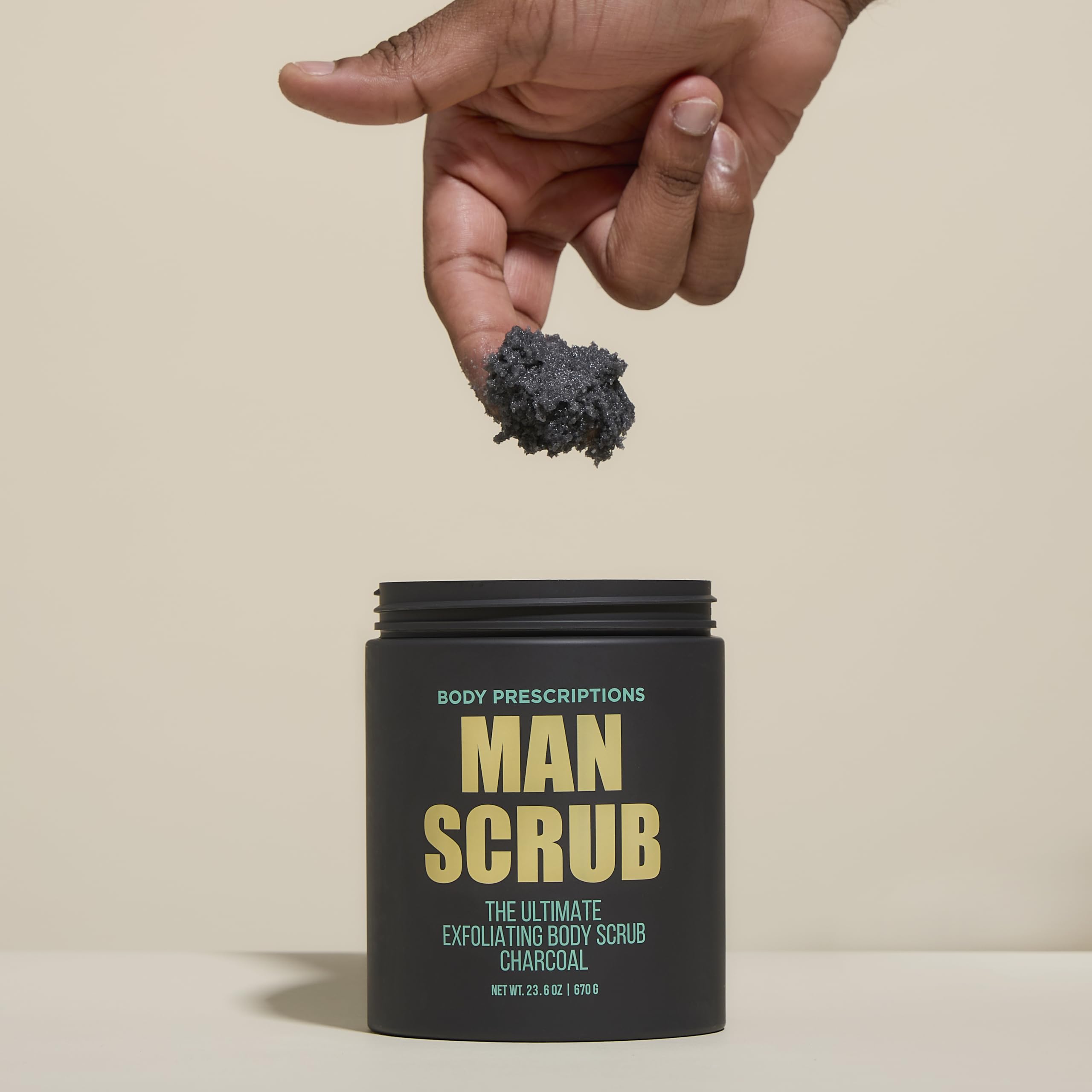 Body Prescriptions Men's Exfoliating Body Scrub - Charcoal, 21 oz Jar with Twist-Top Lid