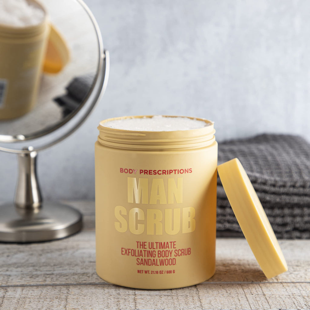 Body Prescriptions Men’s Exfoliating Scrub – Sandalwood Twin Pack, 21 oz x 2