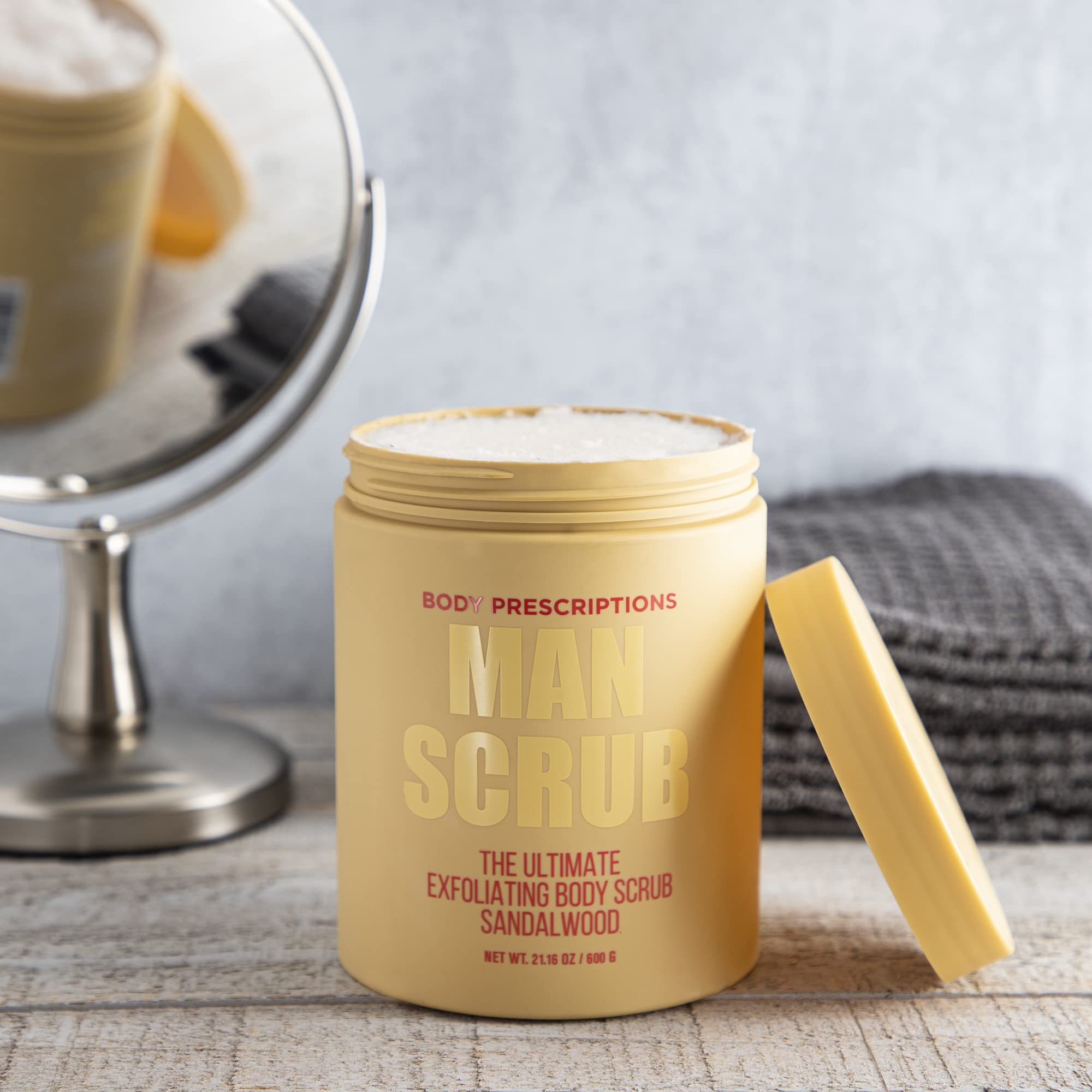 Body Prescriptions Men’s Exfoliating Scrub – Sandalwood Twin Pack, 21 oz x 2